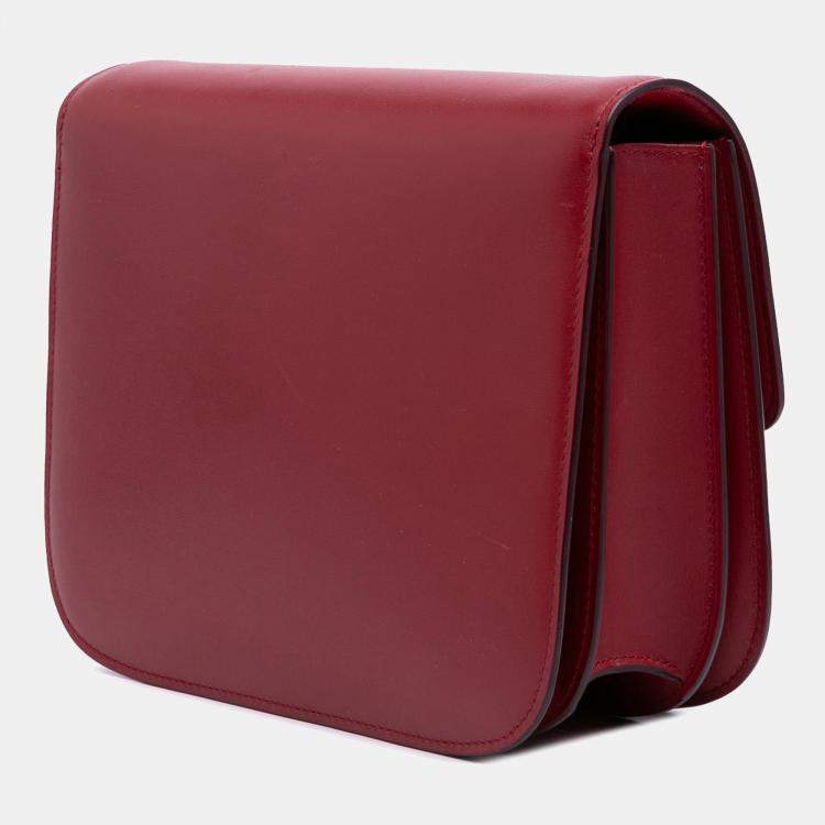 Pre Owned Celine Red Medium Calfskin Classic Box