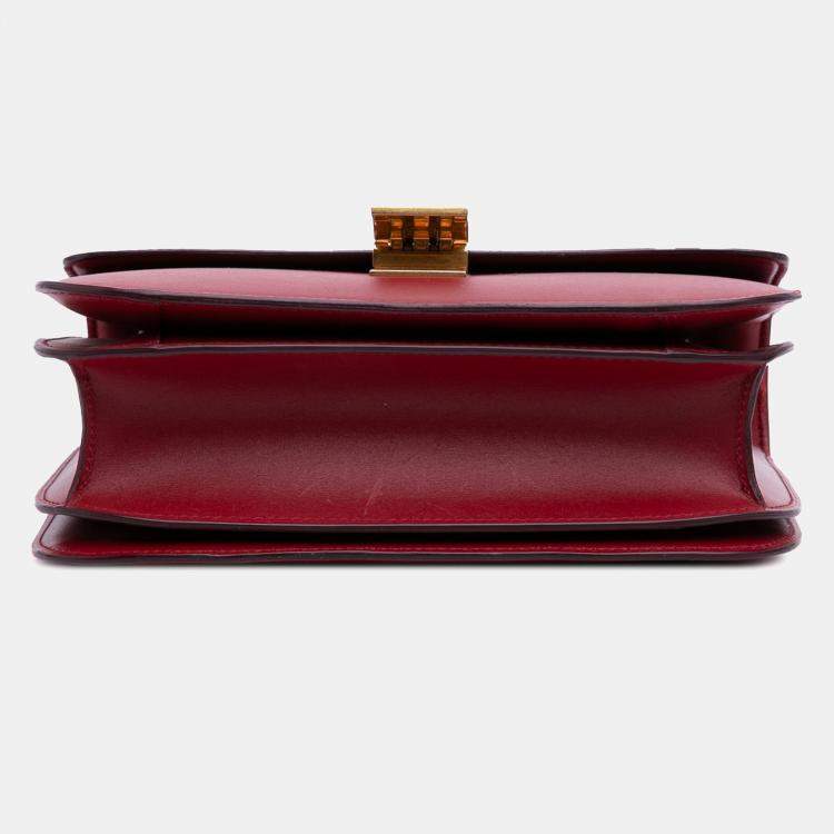 Pre Owned Celine Red Medium Calfskin Classic Box