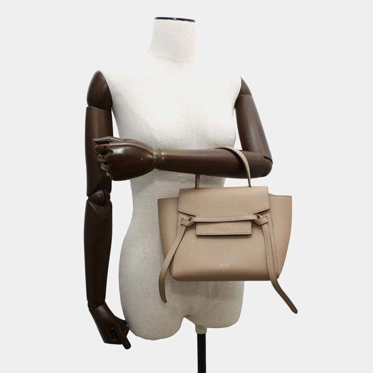 Pre Owned Celine Belt Bag Nano Beige Leather Top Handle Bag