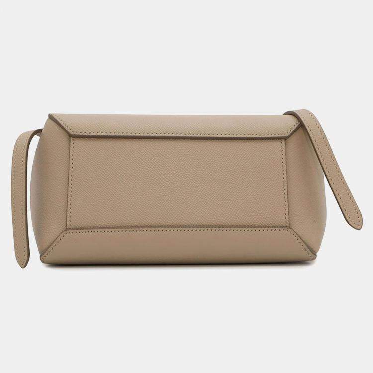 Pre Owned Celine Belt Bag Nano Beige Leather Top Handle Bag