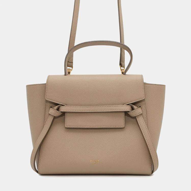 Pre Owned Celine Belt Bag Nano Beige Leather Top Handle Bag
