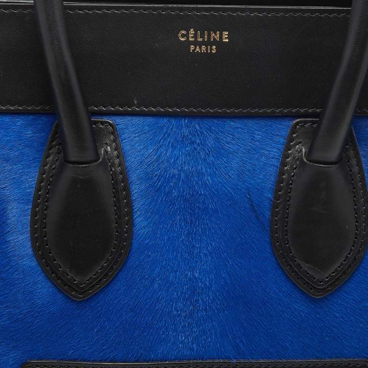 Pre Owned Celine Tricolor Calf Hair and Leather Mini Luggage Tote