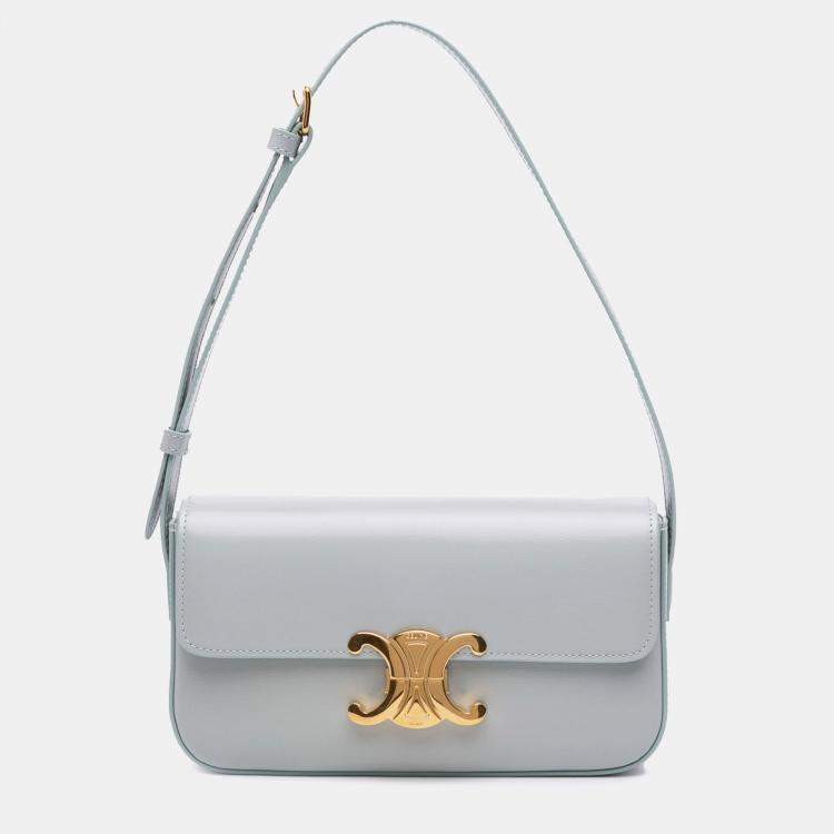 Pre Owned Celine Grey Shiny Calfskin Claude Shoulder Bag