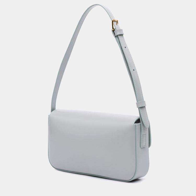 Pre Owned Celine Grey Shiny Calfskin Claude Shoulder Bag