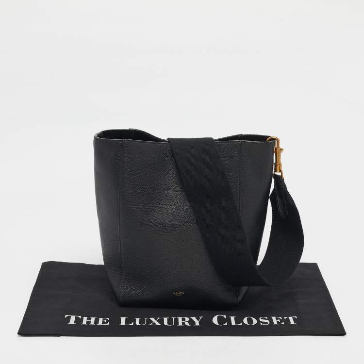 Pre Owned Celine Black Leather Small Sangle Bucket Bag