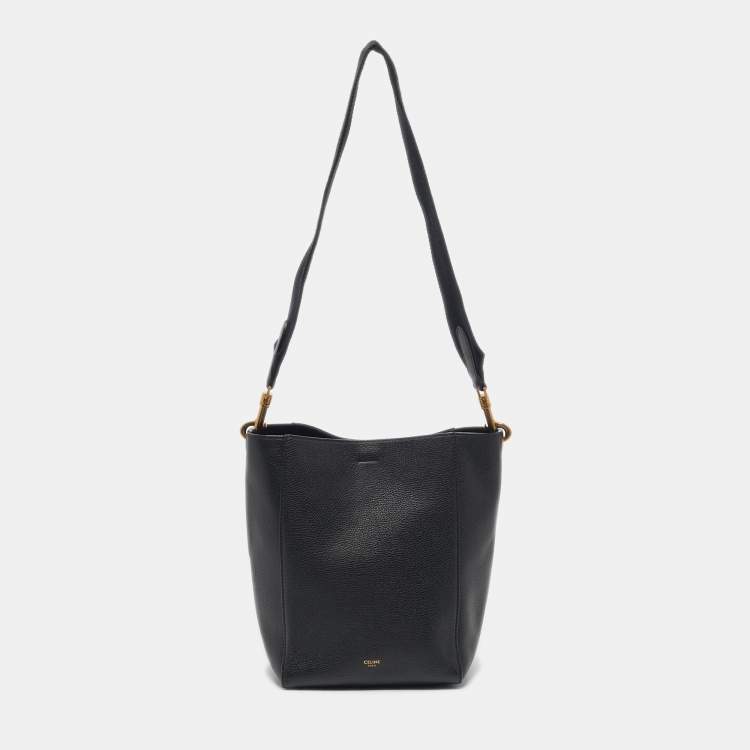 Pre Owned Celine Black Leather Small Sangle Bucket Bag