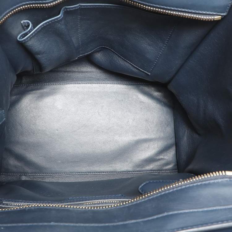Pre Owned Celine Tri Color Leather and Suede Mini Luggage Tote