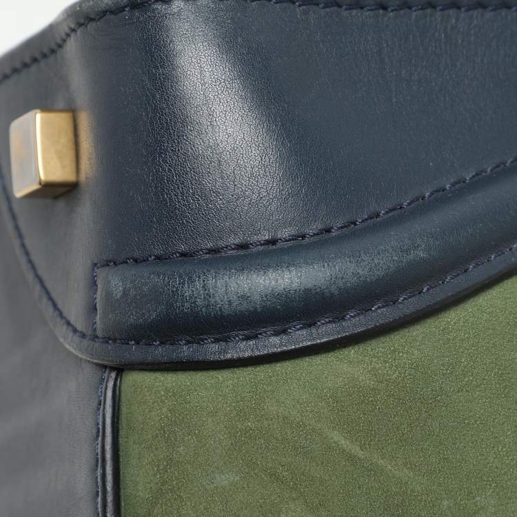 Pre Owned Celine Tri Color Leather and Suede Mini Luggage Tote