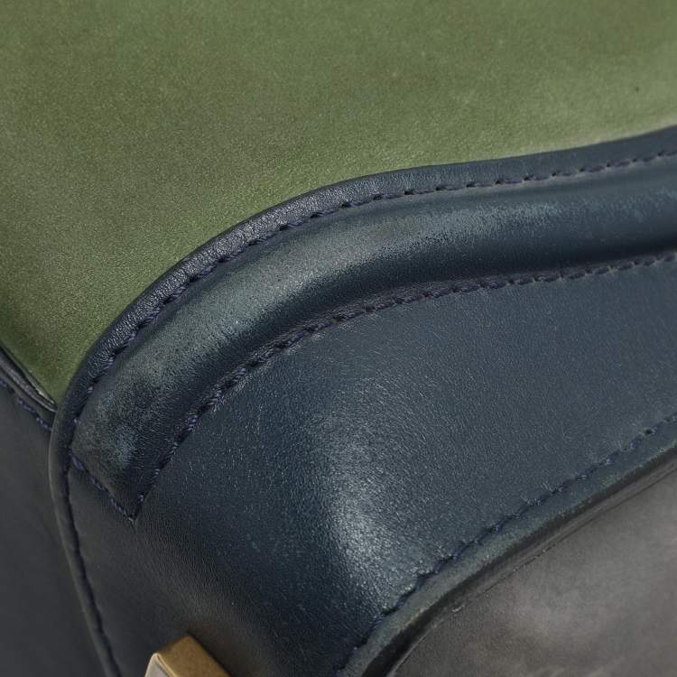 Pre Owned Celine Tri Color Leather and Suede Mini Luggage Tote