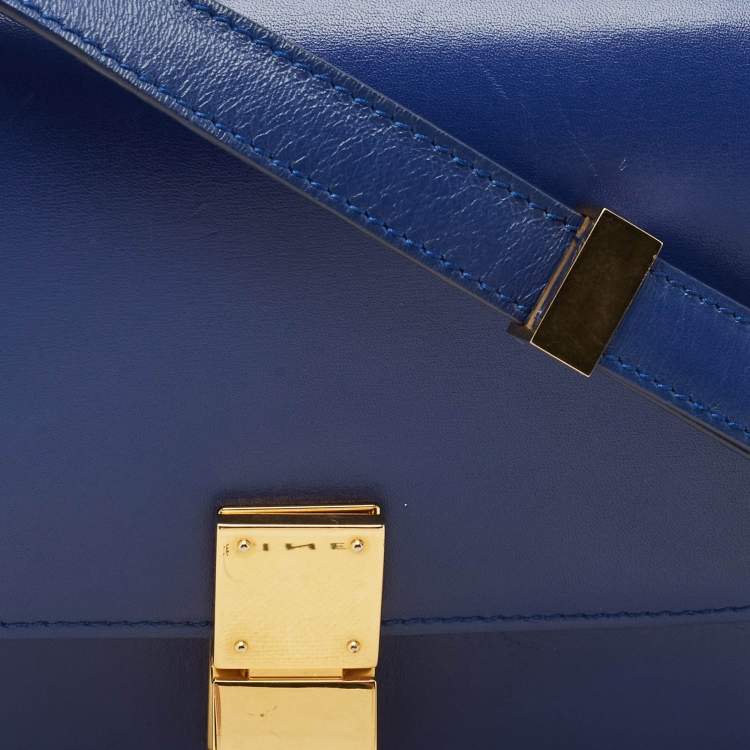 Pre Owned Celine Blue Leather Small Classic Box Flap Bag
