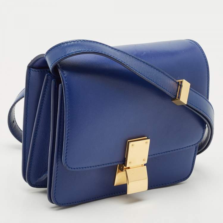 Pre Owned Celine Blue Leather Small Classic Box Flap Bag
