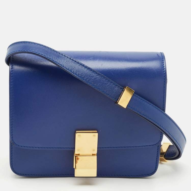 Pre Owned Celine Blue Leather Small Classic Box Flap Bag