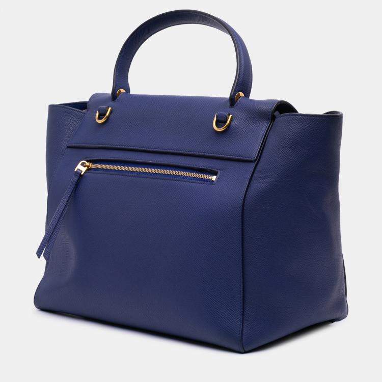 Pre Owned Celine Blue Mini Grained Calfskin Belt Bag