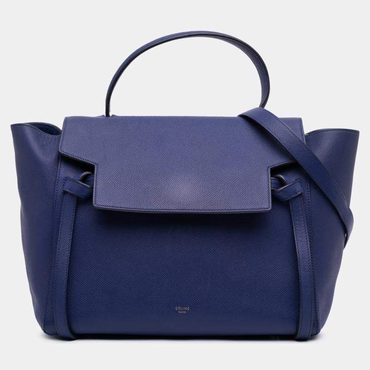 Pre Owned Celine Blue Mini Grained Calfskin Belt Bag