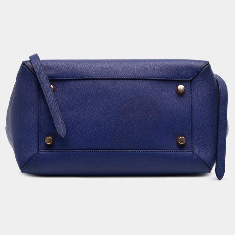 Pre Owned Celine Blue Mini Grained Calfskin Belt Bag