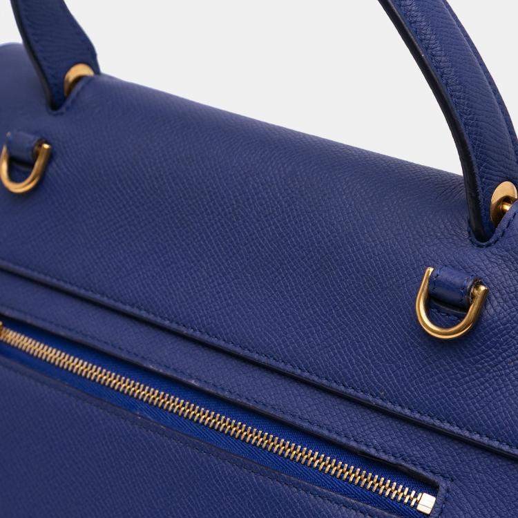 Pre Owned Celine Blue Mini Grained Calfskin Belt Bag