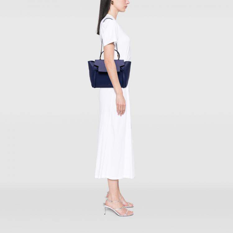 Pre Owned Celine Blue Mini Grained Calfskin Belt Bag