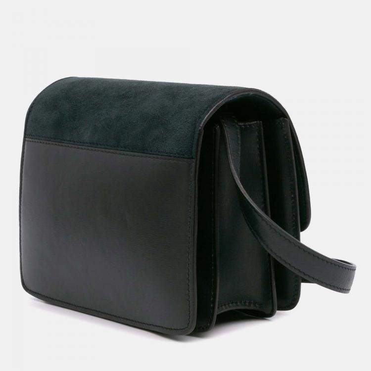 Pre Owned Celine Green Small Suede Classic Box