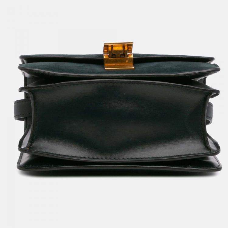 Pre Owned Celine Green Small Suede Classic Box
