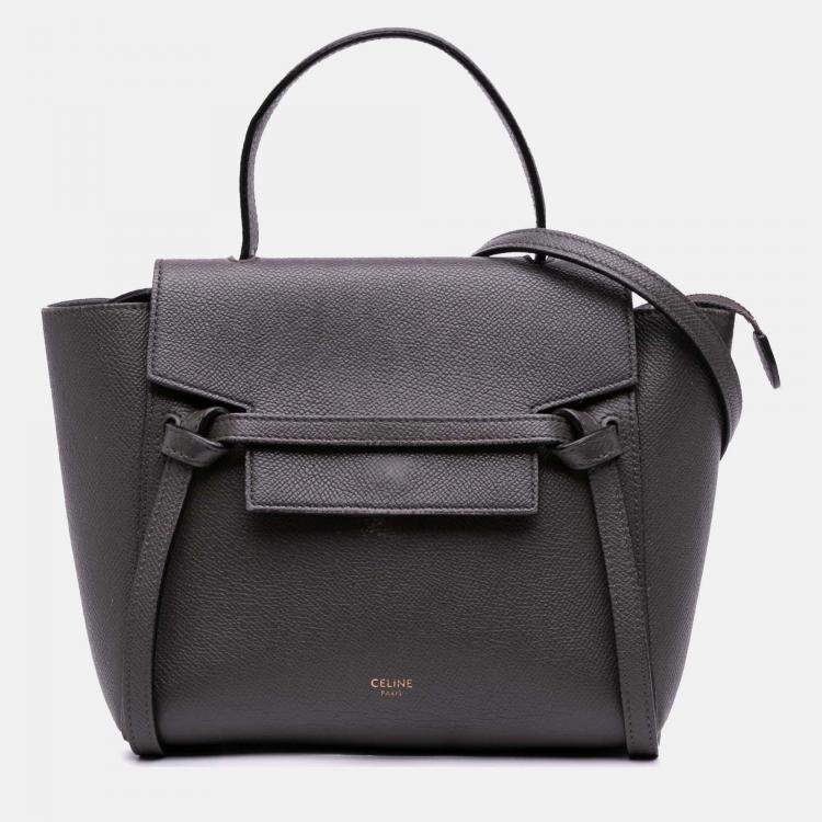 Pre Owned Celine Grey Nano Grained Calfskin Belt Bag