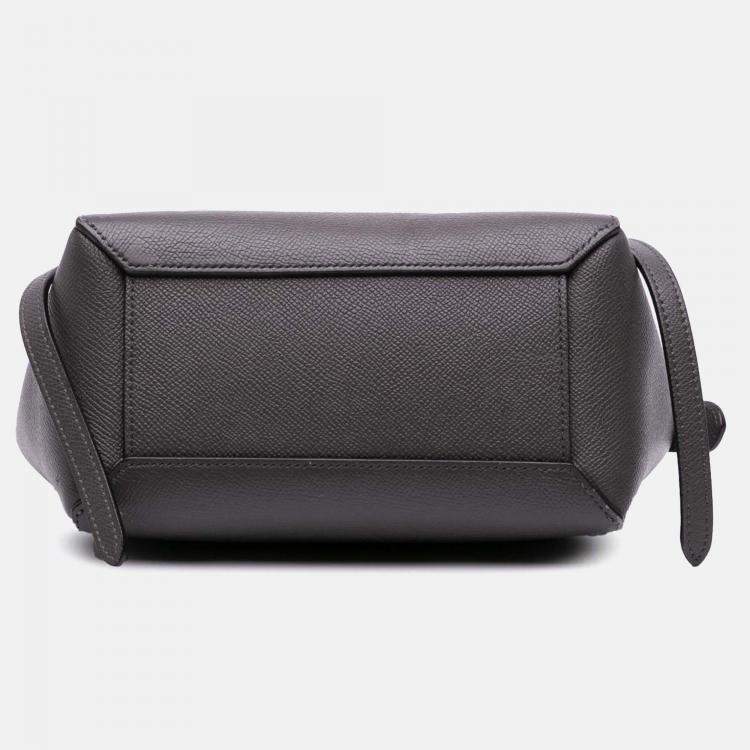 Pre Owned Celine Grey Nano Grained Calfskin Belt Bag
