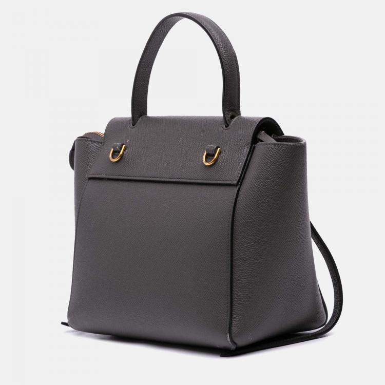 Pre Owned Celine Grey Nano Grained Calfskin Belt Bag