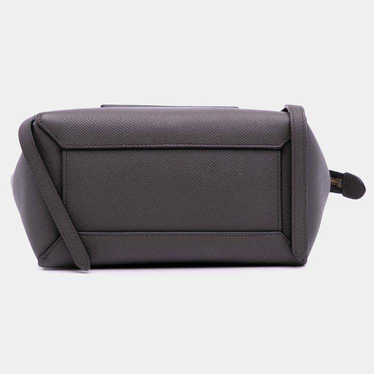 Pre Owned Celine Grey Nano Grained Calfskin Belt Bag