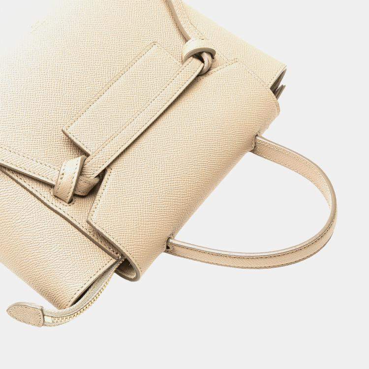 Pre Owned Celine Beige Brown Nano Grained Calfskin Belt Bag