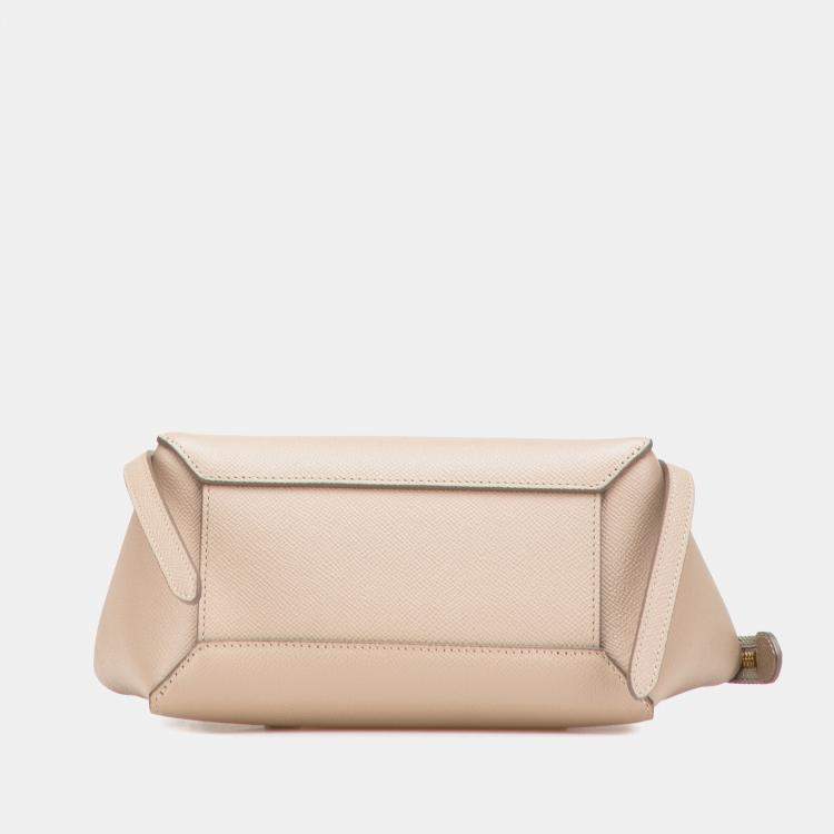 Pre Owned Celine Beige Brown Nano Grained Calfskin Belt Bag