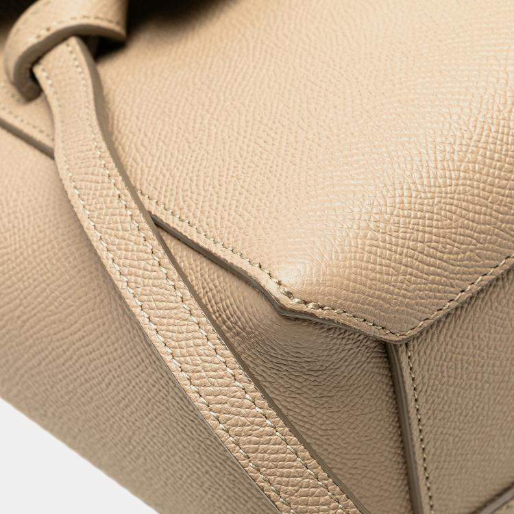 Pre Owned Celine Beige Brown Nano Grained Calfskin Belt Bag