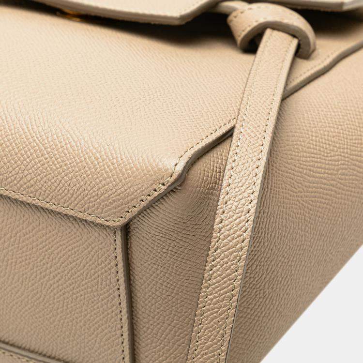 Pre Owned Celine Beige Brown Nano Grained Calfskin Belt Bag