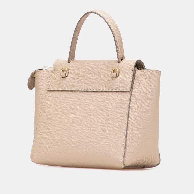 Pre Owned Celine Beige Brown Nano Grained Calfskin Belt Bag