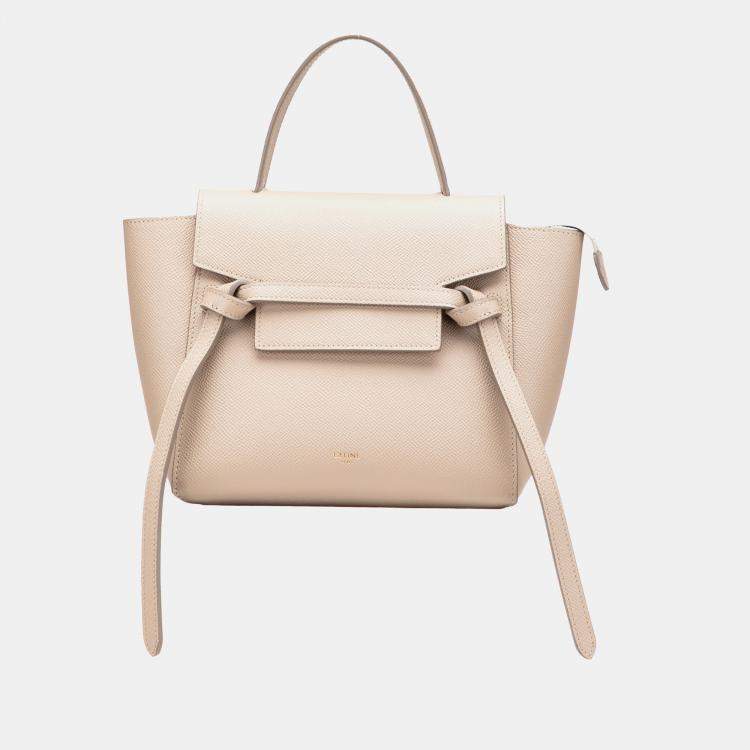 Pre Owned Celine Beige Brown Nano Grained Calfskin Belt Bag