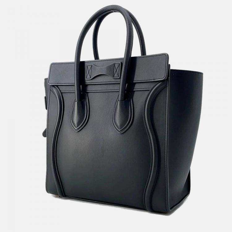 Pre Owned Celine Luggage Shopper Black Leather Size Micro