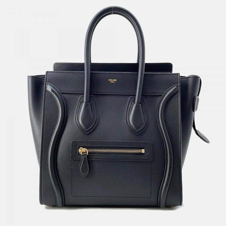 Pre Owned Celine Luggage Shopper Black Leather Size Micro