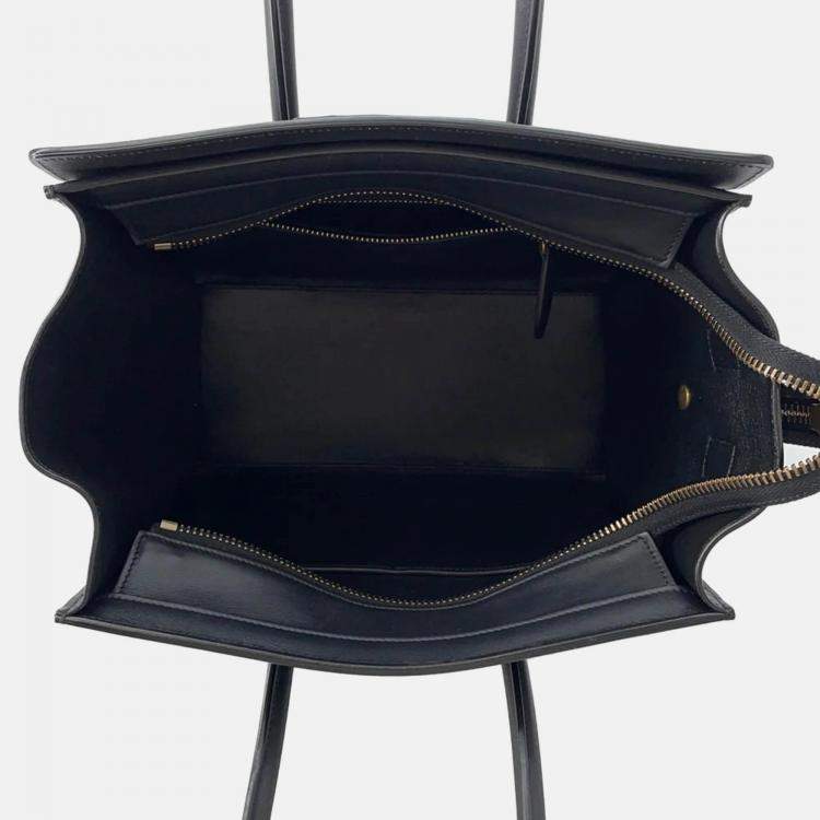 Pre Owned Celine Luggage Shopper Black Leather Size Micro