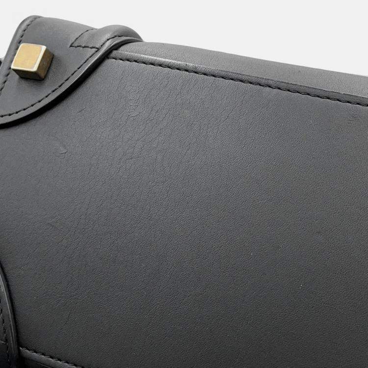 Pre Owned Celine Luggage Shopper Black Leather Size Micro