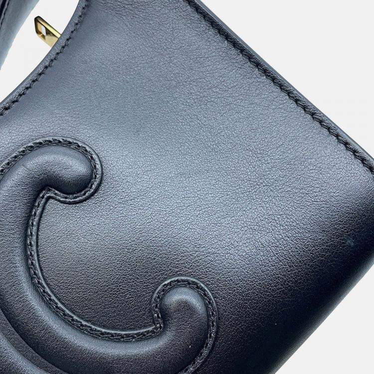 Pre Owned Celine Cuir Triomphe Black Leather Shoulder Bag