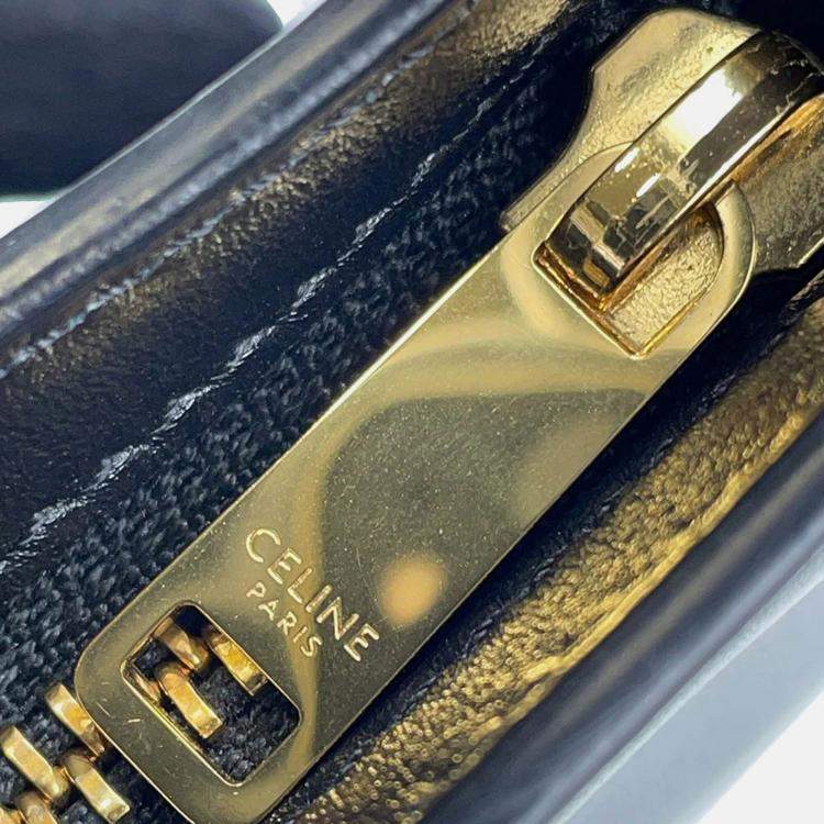 Pre Owned Celine Cuir Triomphe Black Leather Shoulder Bag