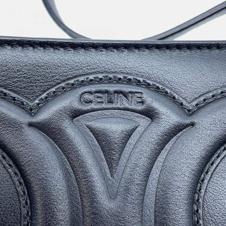 Pre Owned Celine Cuir Triomphe Black Leather Shoulder Bag