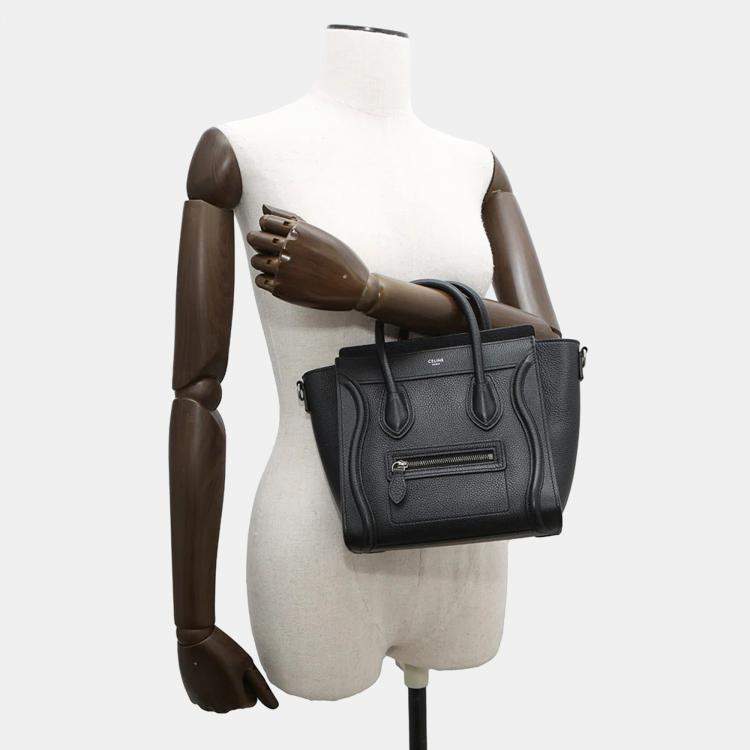 Pre Owned Celine Luggage Shopper Nano Black Leather Tote Bag