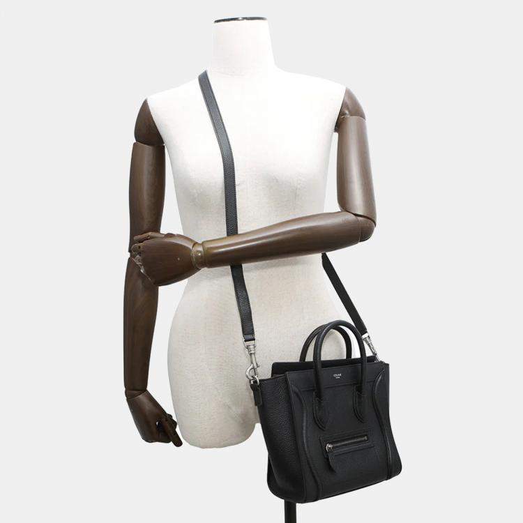 Pre Owned Celine Luggage Shopper Nano Black Leather Tote Bag
