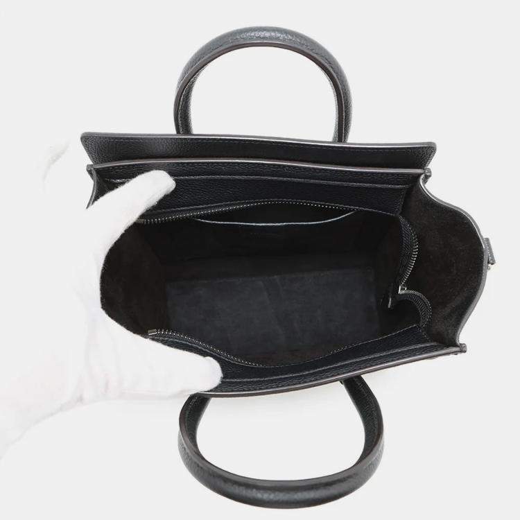 Pre Owned Celine Luggage Shopper Nano Black Leather Tote Bag