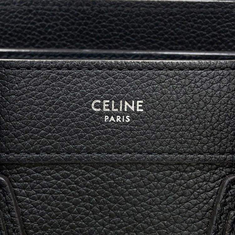 Pre Owned Celine Luggage Shopper Nano Black Leather Tote Bag