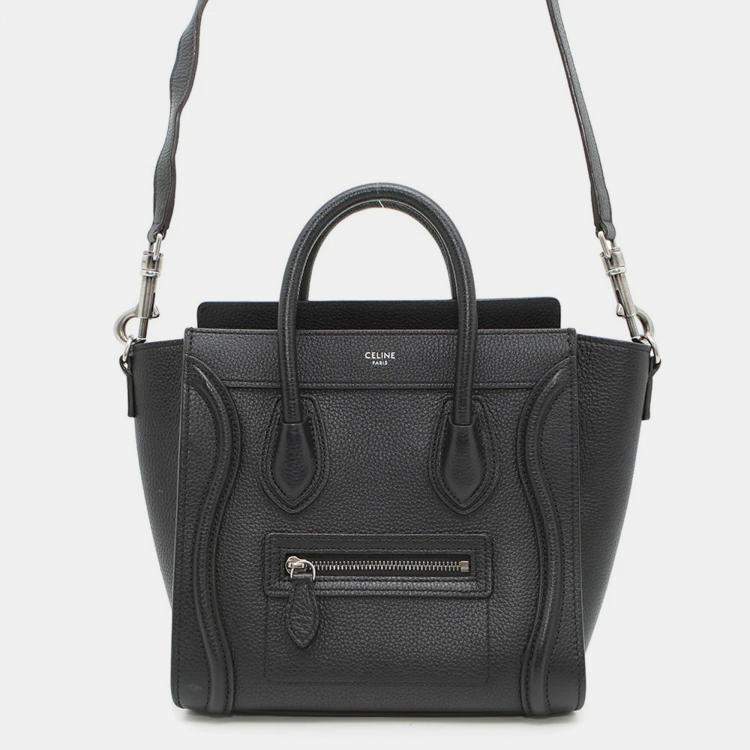 Pre Owned Celine Luggage Shopper Nano Black Leather Tote Bag