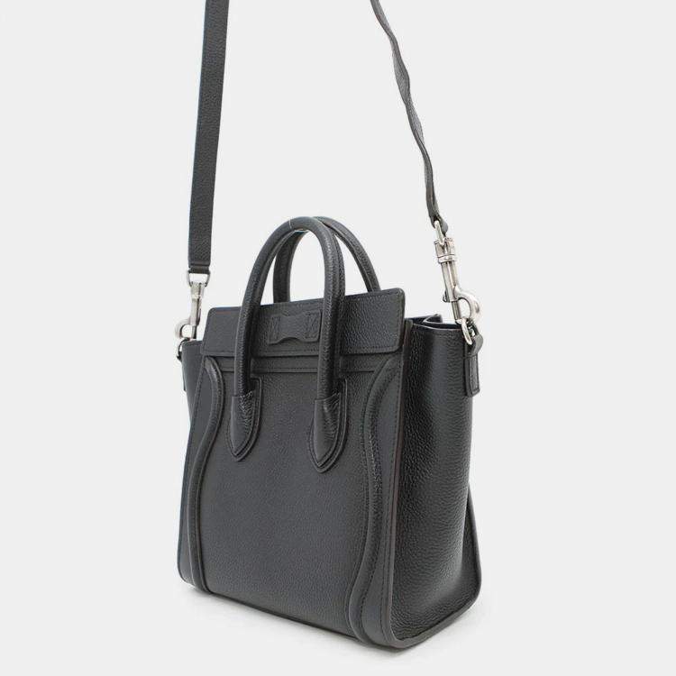 Pre Owned Celine Luggage Shopper Nano Black Leather Tote Bag