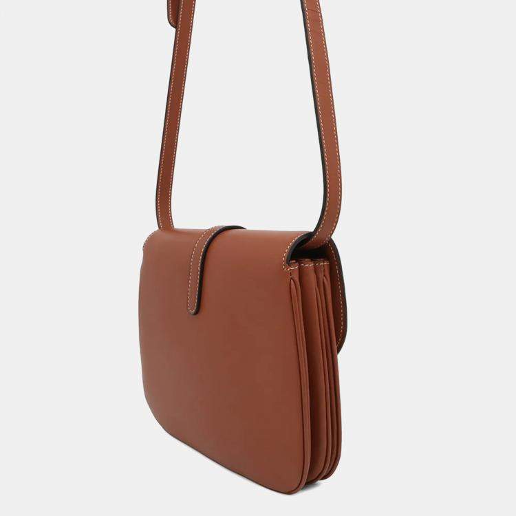 Pre Owned Celine Taboo Medium Brown Calf Leather Shoulder Bag