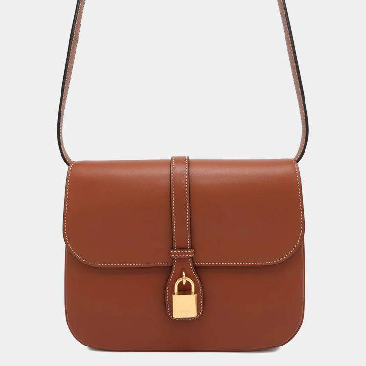 Pre Owned Celine Taboo Medium Brown Calf Leather Shoulder Bag