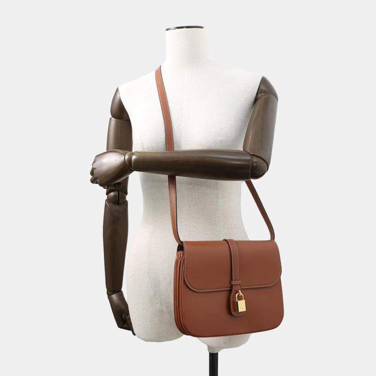 Pre Owned Celine Taboo Medium Brown Calf Leather Shoulder Bag