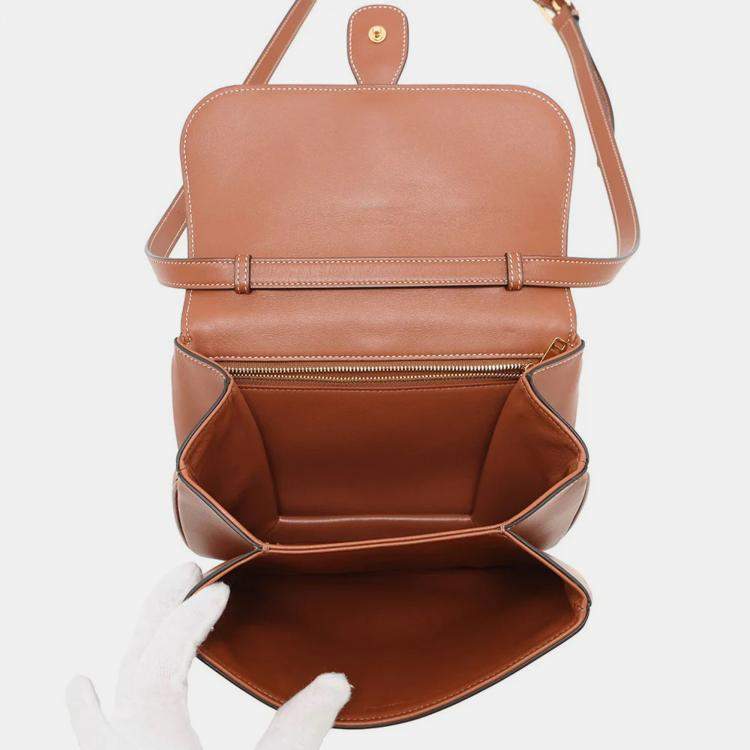 Pre Owned Celine Taboo Medium Brown Calf Leather Shoulder Bag